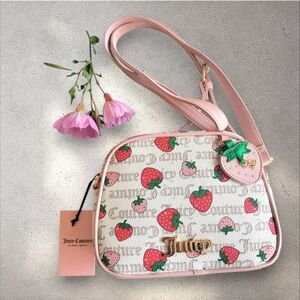 Juicy Couture Pink Strawberry Print Crossbody Bag